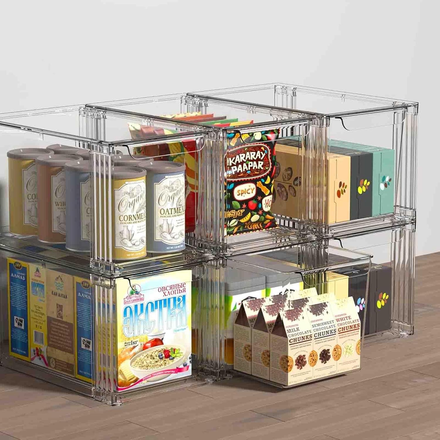 2Pack/4Pack Large-Capacity Stackable Storage Drawers for Organizer,Clear Acrylic Ample Bins,Easily Assemble,for Bathroom Closet/Kitchen Cabinets/Vanity/Undersink/Pantry Organization (4)