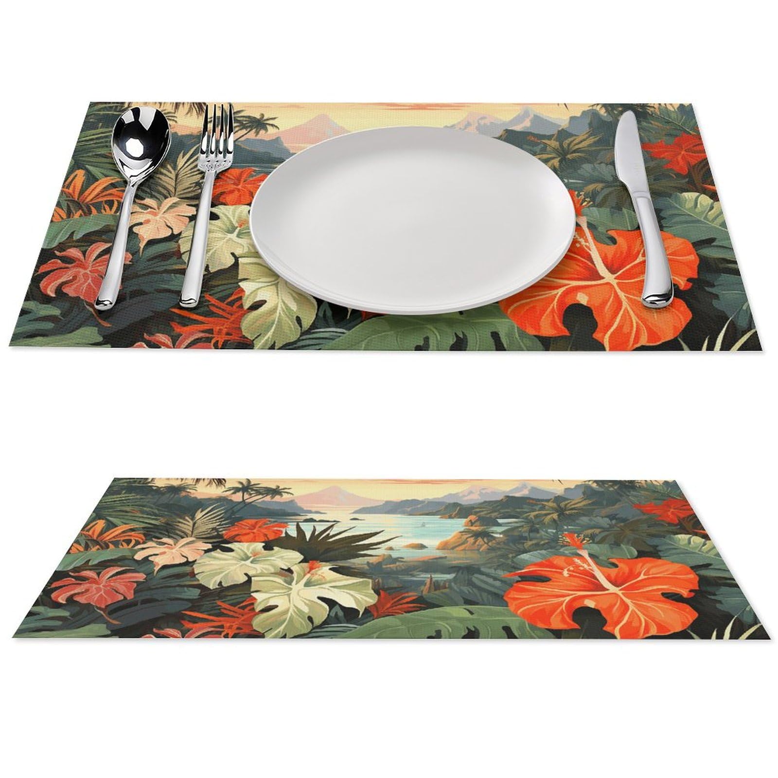 Set de table hawaïen résistant à la chaleur lot de 4 pièces 45x30 cm