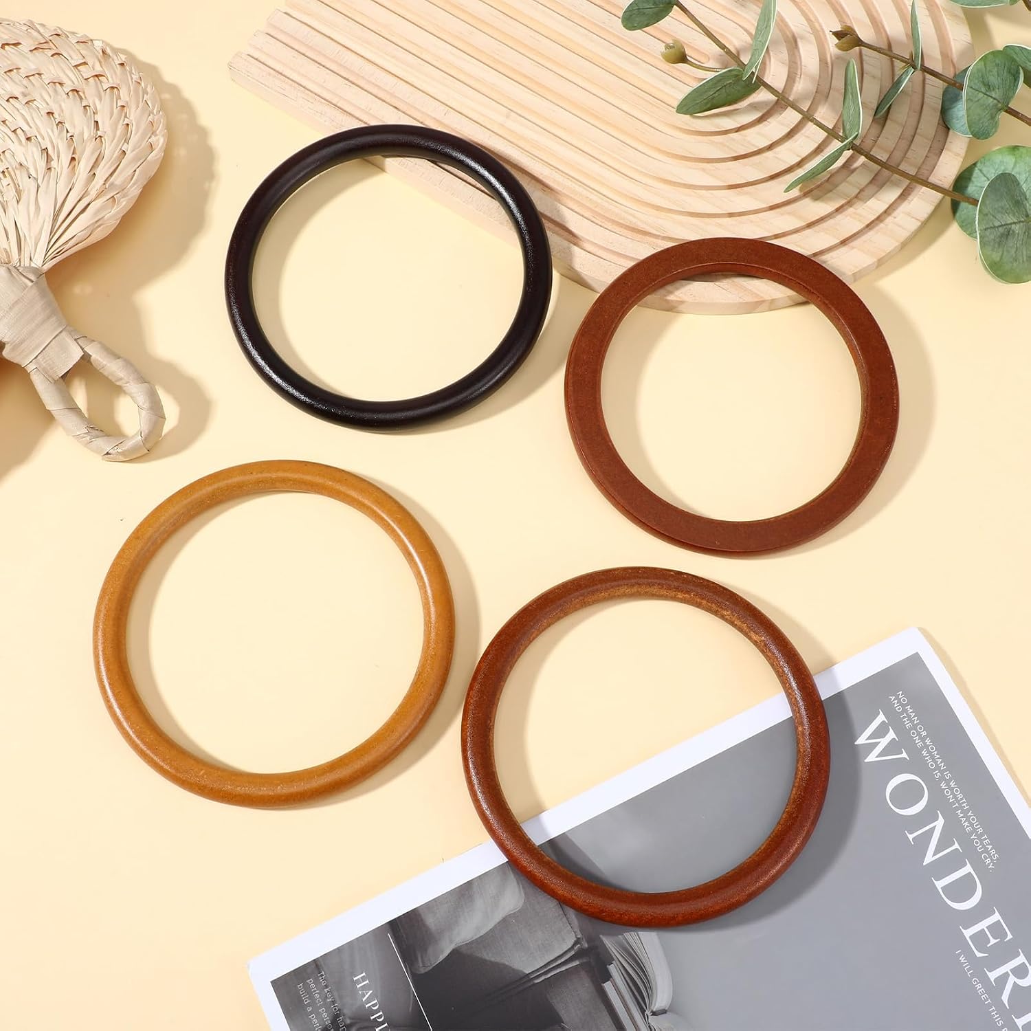 8 PCS Wooden Round Bag Handles, Purse Handle Set, Durable Wood Handles
