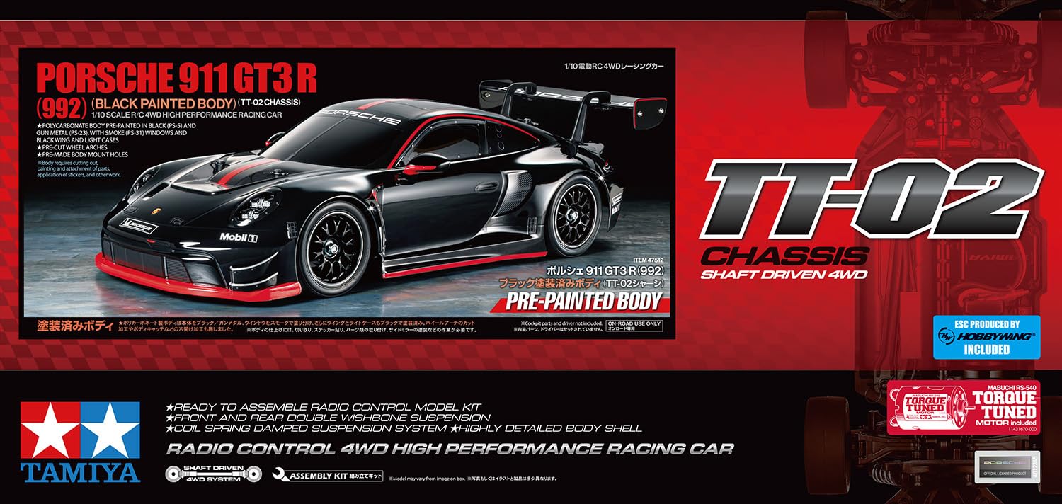 Amazon.com: Tamiya 47512 1:10 RC Porsche 911 GT3R (992) Varnished