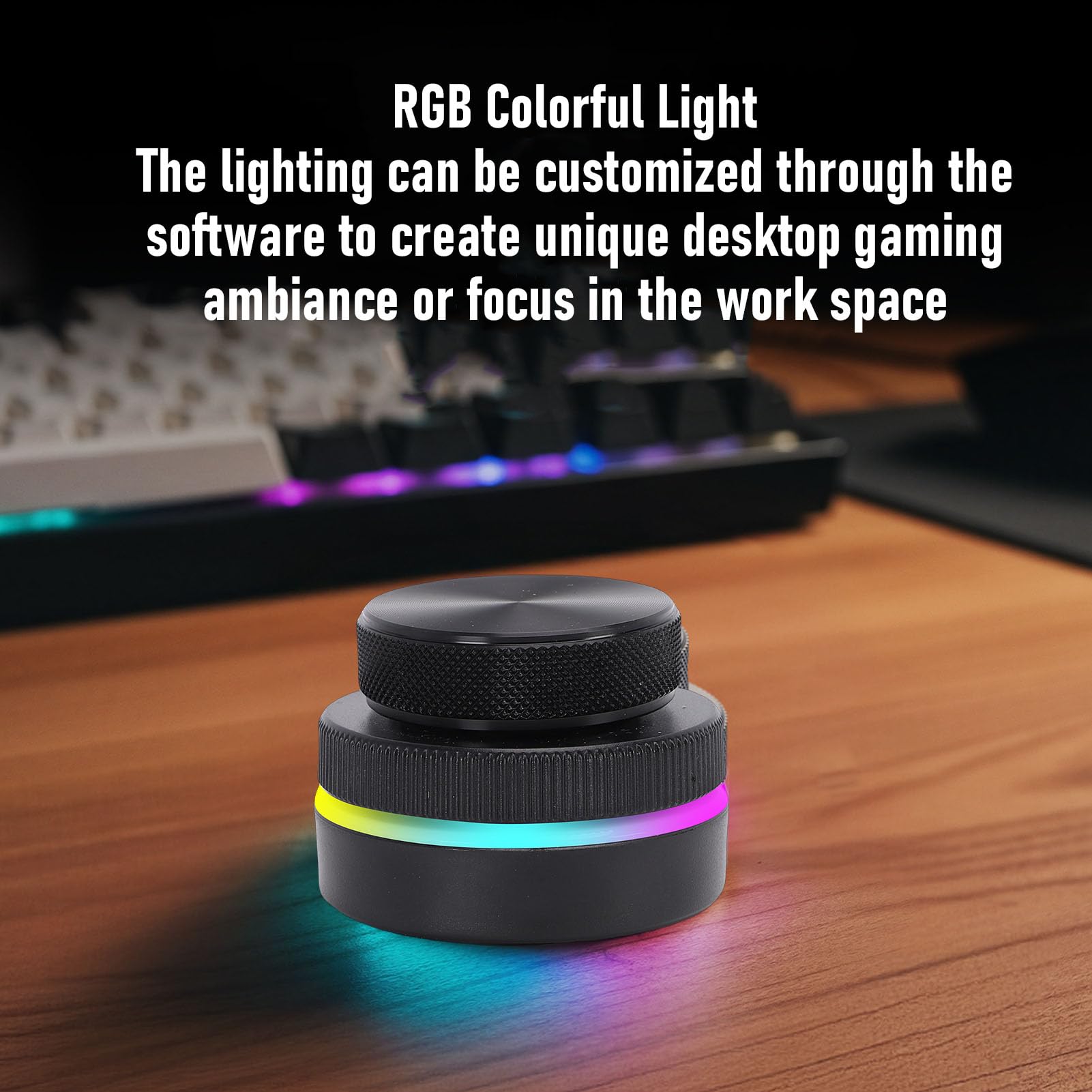 Goshyda Manopola di Controllo Personalizzabile con Luce RGB, Manopola del Volume del Controller Multimediale USB C Bluetooth 2.4G, per Android per OSX per Wins