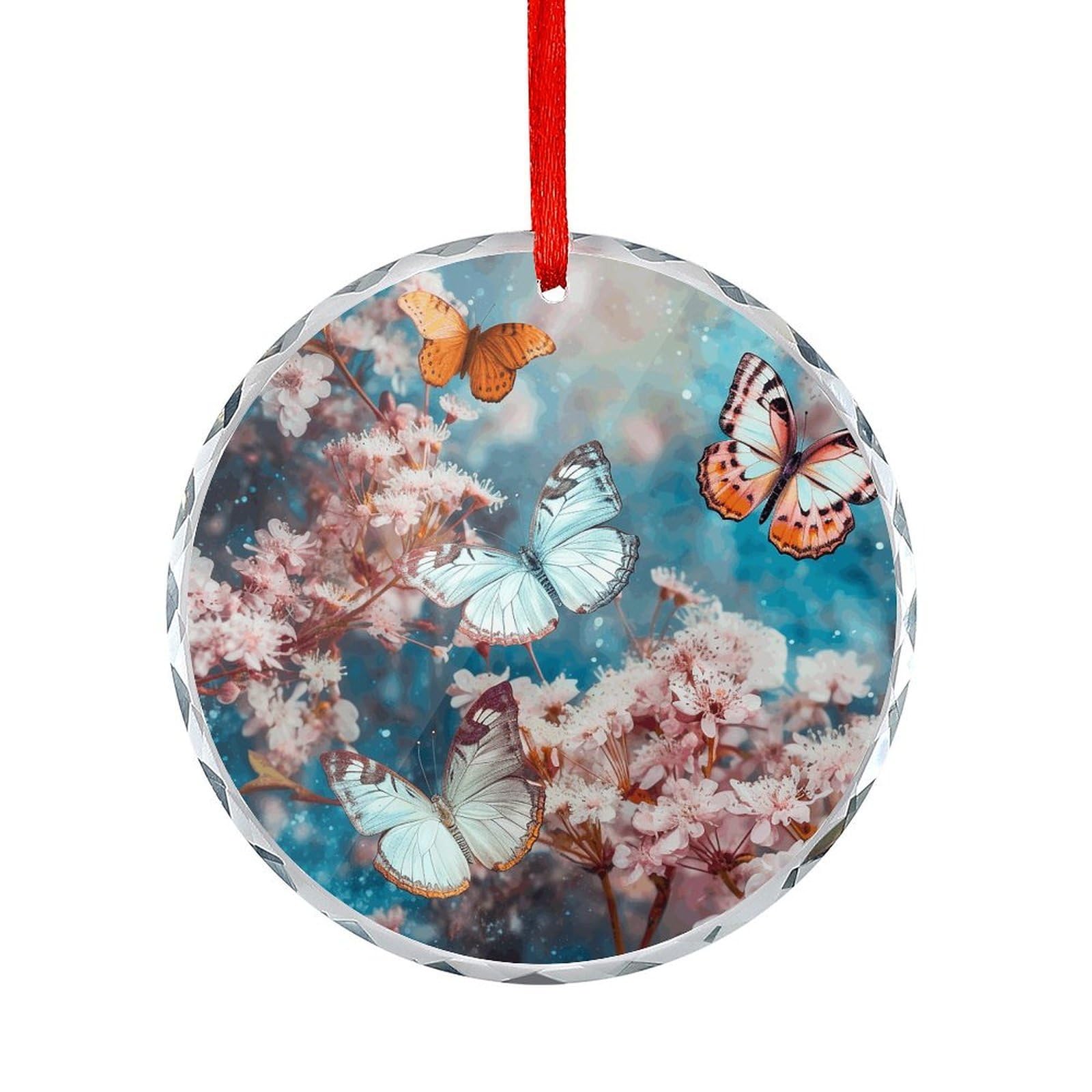Btcowzrv Style A Group Of Butterflies Flying Round Ornament Hanging Pendant Decor