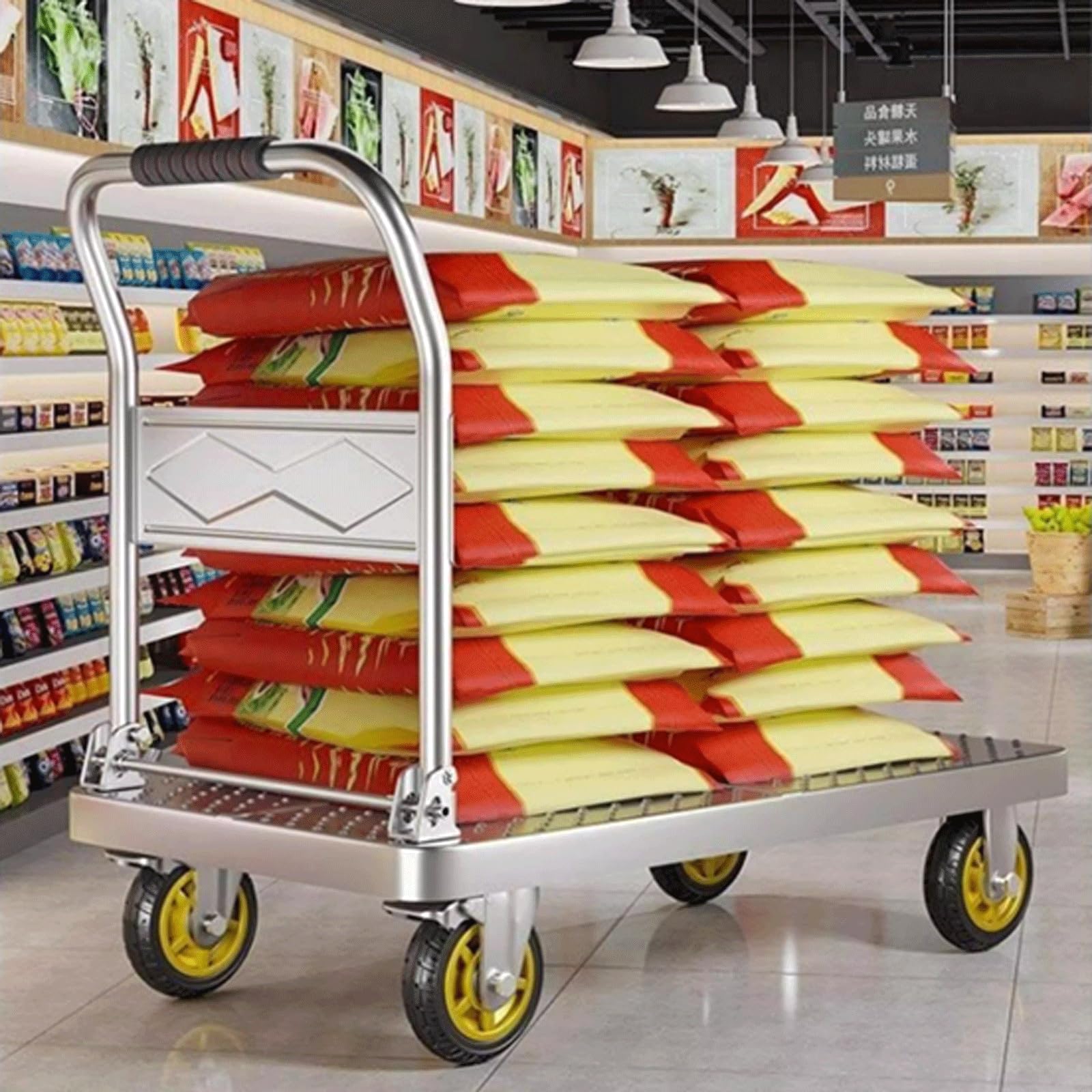 Carrello a Piattaforma Ripiegabile 100/230/500kg, Carrello Compatto con 4 Ruote Silenziose, per Carichi Pesanti e Risparmio Spazio, Uso Interno/Esterno e Magazzino(Size:90x60cm Max Load 500kg)
