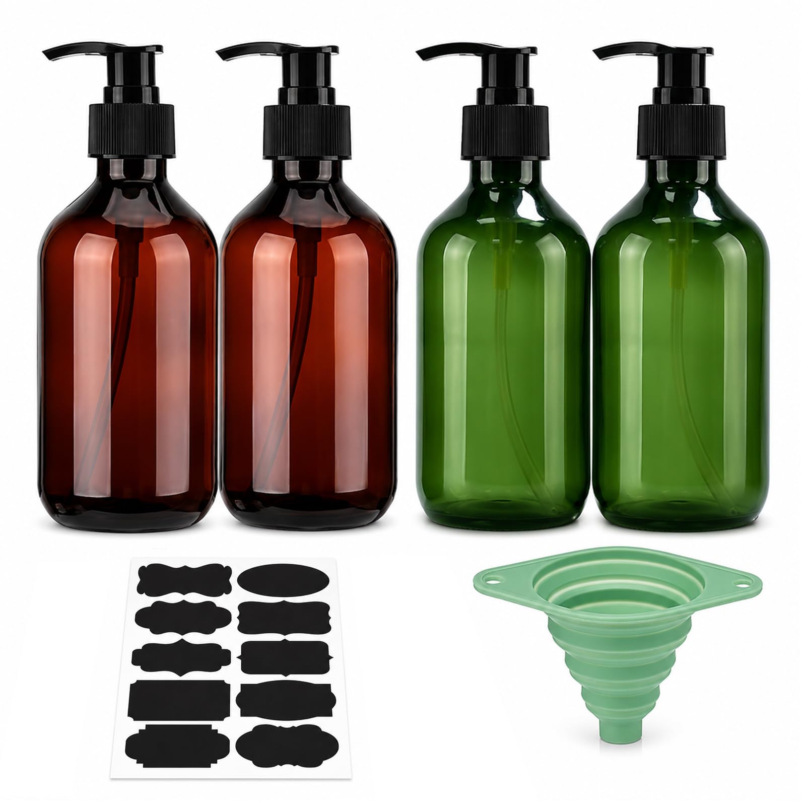 4 Pcs 500ml Soap Dispenser,Shampoo and Conditioner Pump Bottle Dispenser