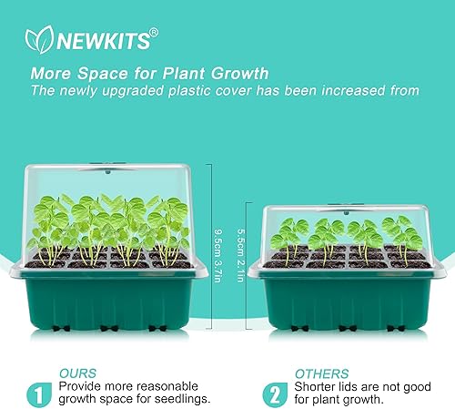 Miniatura 2 de Bandeja de inicio de semillas con luz de crecimiento, kit de inicio de semillas, bandejas de inicio de germinación de plantas con cúpula de humedad