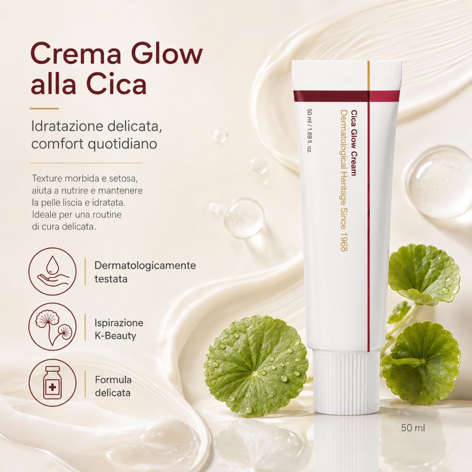Kora Glow Crema KoraGlow Cica Glow Cream Crema Viso Anti Age Con Collagene E Ceramidi Per Pelle Compattta Idratata E Radiosa Per Routine Giornaliera (1 PCS)