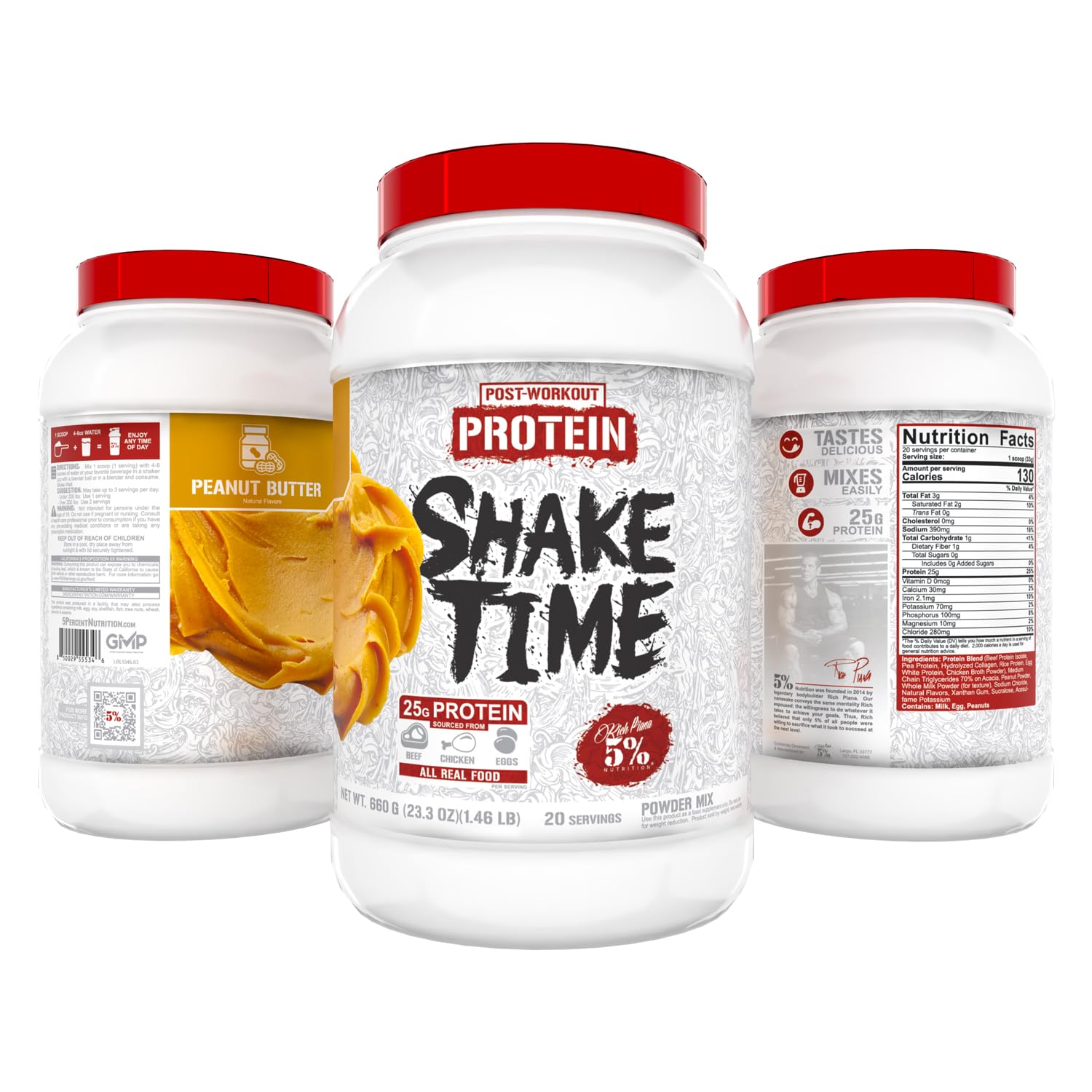 TAKEZ L　リッチピアーナ 5%Nutrition6点セット Amazon | Rich Piana 栄養シェイク時間5% | ノーホエイ 26G 動物性