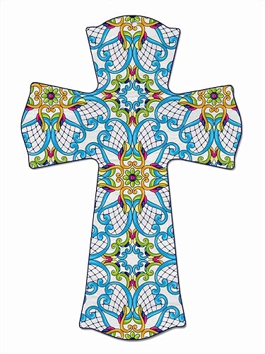 Miniatura 6 de Decoración de pared con cruz floral pintada a mano, decoración del hogar, cruz de madera inspiradora, estilo español, cruz de pared, arte mexicano,