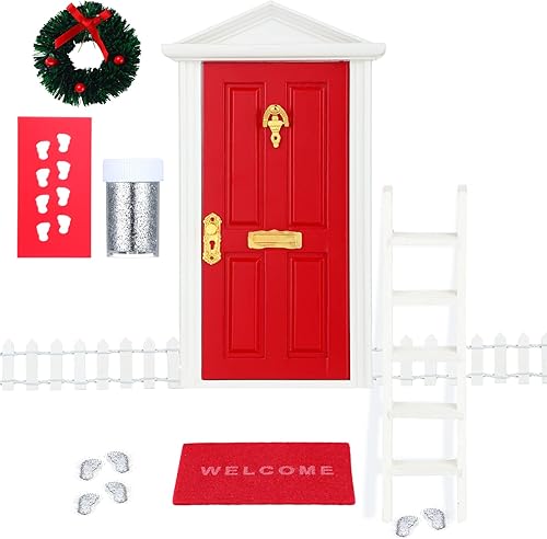 Zhanmai Kit de puerta de hadas de dientes, mini puerta de hadas de dientes de madera con accesorios, juguete educativo de cuento de hadas para