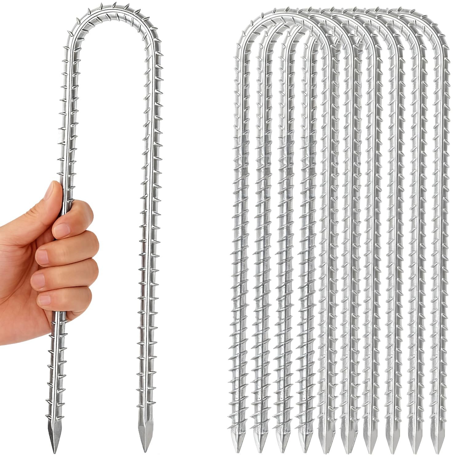SELEWARE Ancoraggi a terra da 30,5 cm, 4 picchetti per tende resistenti, facili da installare e riutilizzabili con trapano, per tende da campeggio trampolini capannoni set altalena fissaggio animali