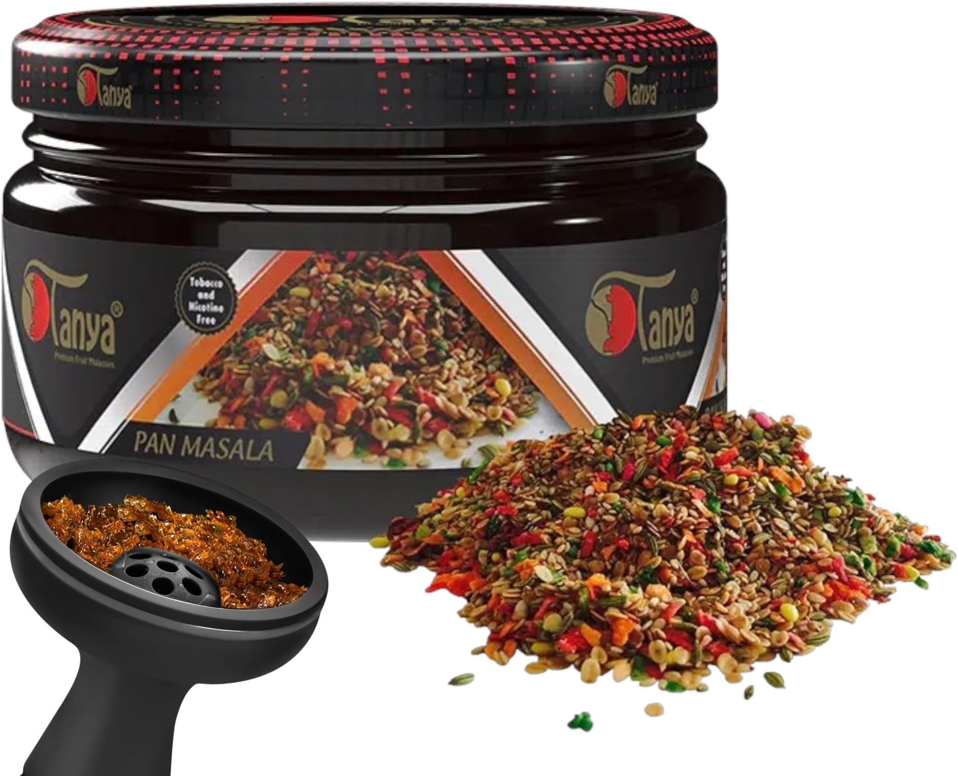 Tanya Herbal Hookah Molasses 100% Nicotine & Tobacco Free Shisha Hookah Flavors Fruit Mix Organic Shisha Flavors 250g Reusable Premium Jars (Pan Masala)