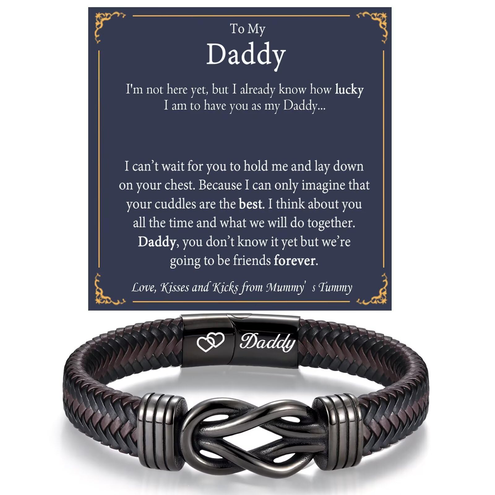 OAVOOK Fathers Day Men Gifts Infinity Leather Bracelet for Him Gifts Ideas Jewelry for Birthday, Christmas