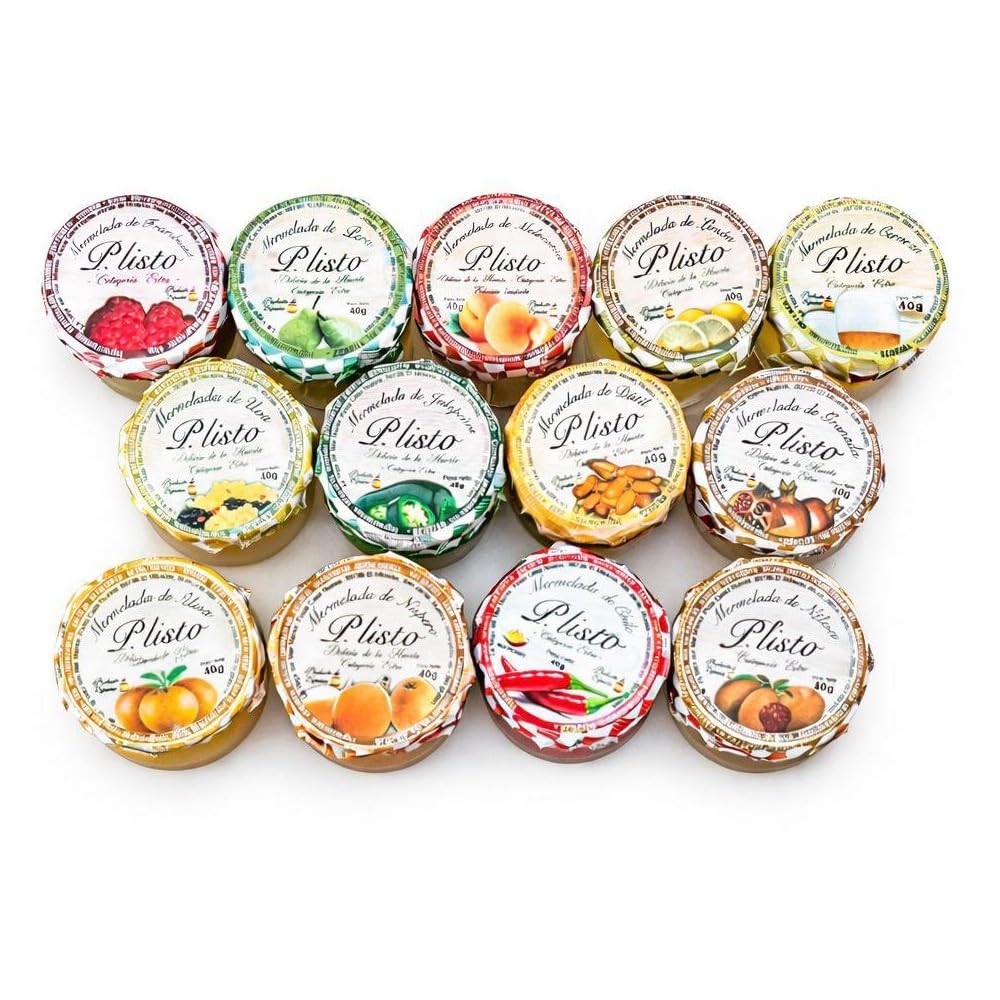 Mini Mermeladas Caseras Personalizadas - Pack 20 Unidades - Detalles para Bodas, Comuniones y Bautizos - 40g, Sabores Surtidos - Sin Gluten - con Cucharita - Producto de España