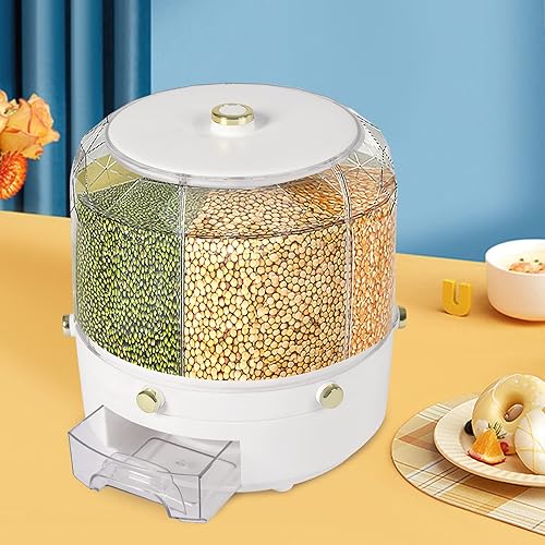 Miniatura 3 de Contenedor giratorio de arroz de la cocina de la caja de almacenamiento del dispensador del grano del cereal 360