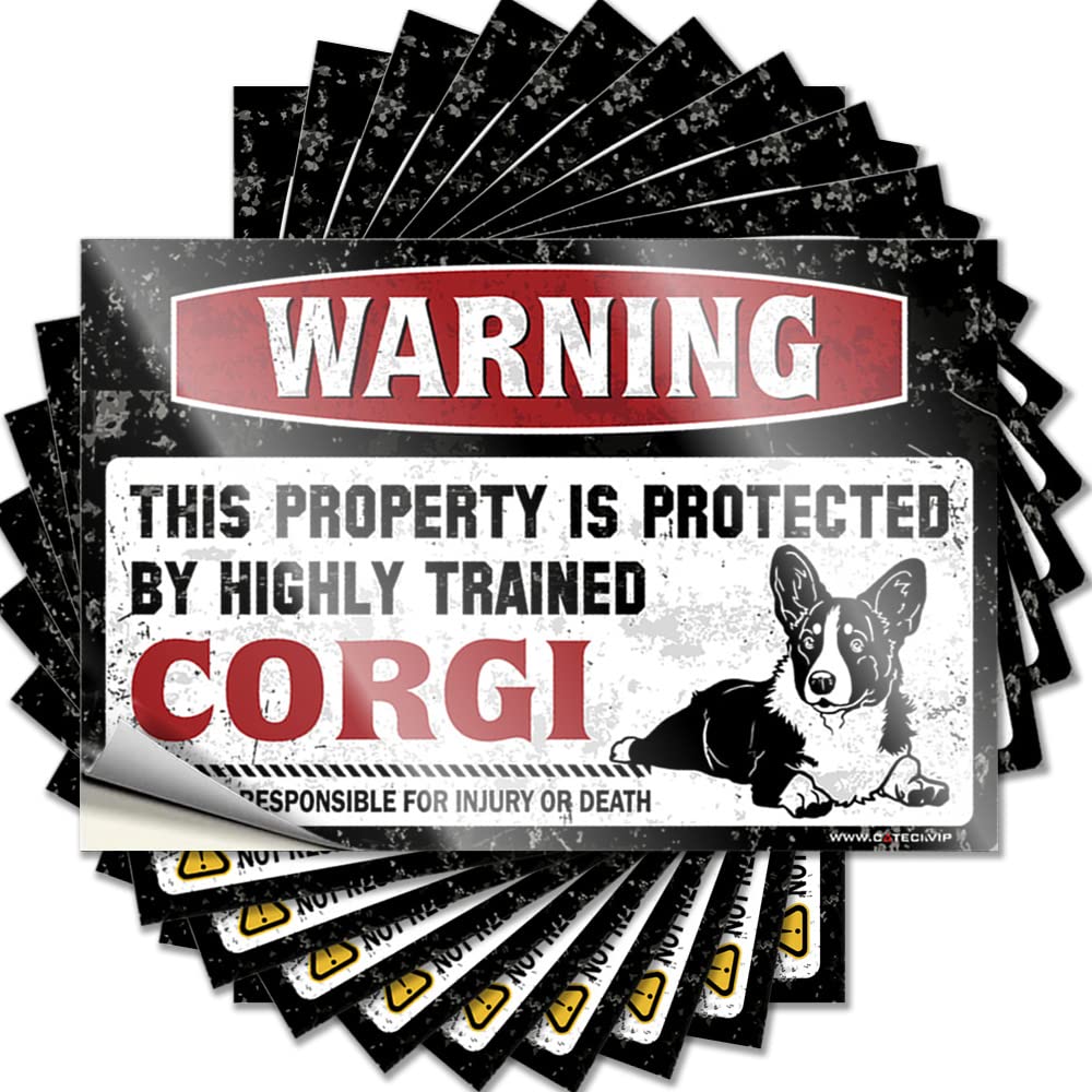 Inspirational, Tattoos Wall Warning This Property is Protected By A Highly Trained Corgi | Drinking Dorm Room Stuff(12X18CM)