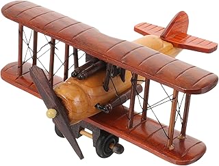 DECHOUS Wooden Airplane Model Vintage Plane Wooden Crafts Retro Airplane Figuruines Propeller Airplane Decoration Wood Plane Desktop Ornament
