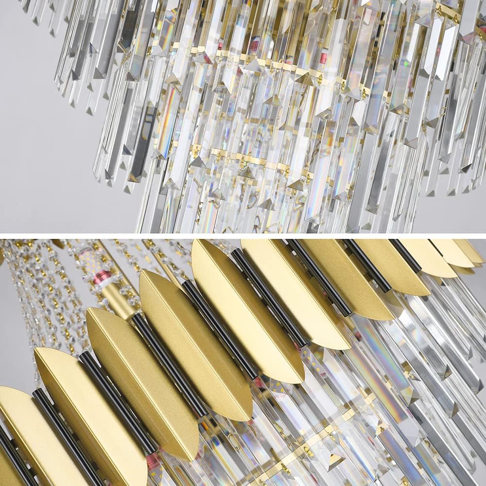 Luxurious K9 Crystal Chandelier,5 -Tire 21-Light Large Contemporary Empire Style Crystal Chandelier,Crystal Ceiling Pendant Light Fixture for Home Hotel Store (D30in -21 Light)
