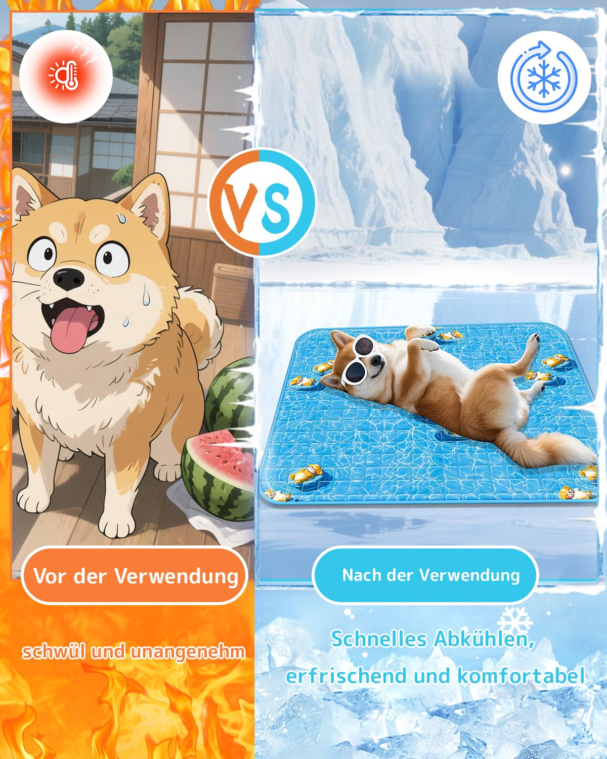 Tappetino refrigerante per cani, 60 x 90 cm, 2026, auto-raffreddante, lavabile, per animali domestici, non tossico, lavabile, resistente agli artigli, per gatti, conigli, Cooling Mat Dog