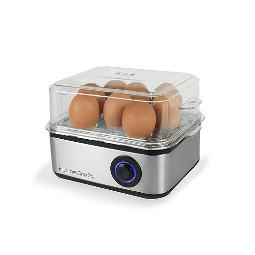 Nostalgia HomeCraft Premium Stainless Steel 8 Capacity Electric Large Hard-Boiled Egg Cooker Poached, Scrambled, Omelets, Whites, Sandwiches, for Keto & Low-Carb Diets, Vegetable Steamer, with Buzzer