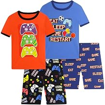 مجموعة بيجاما للأولاد ، بيجاما قطنية من 4 قطع ، ملابس نوم صيفية قصيرة PJs Kids Sleepwear