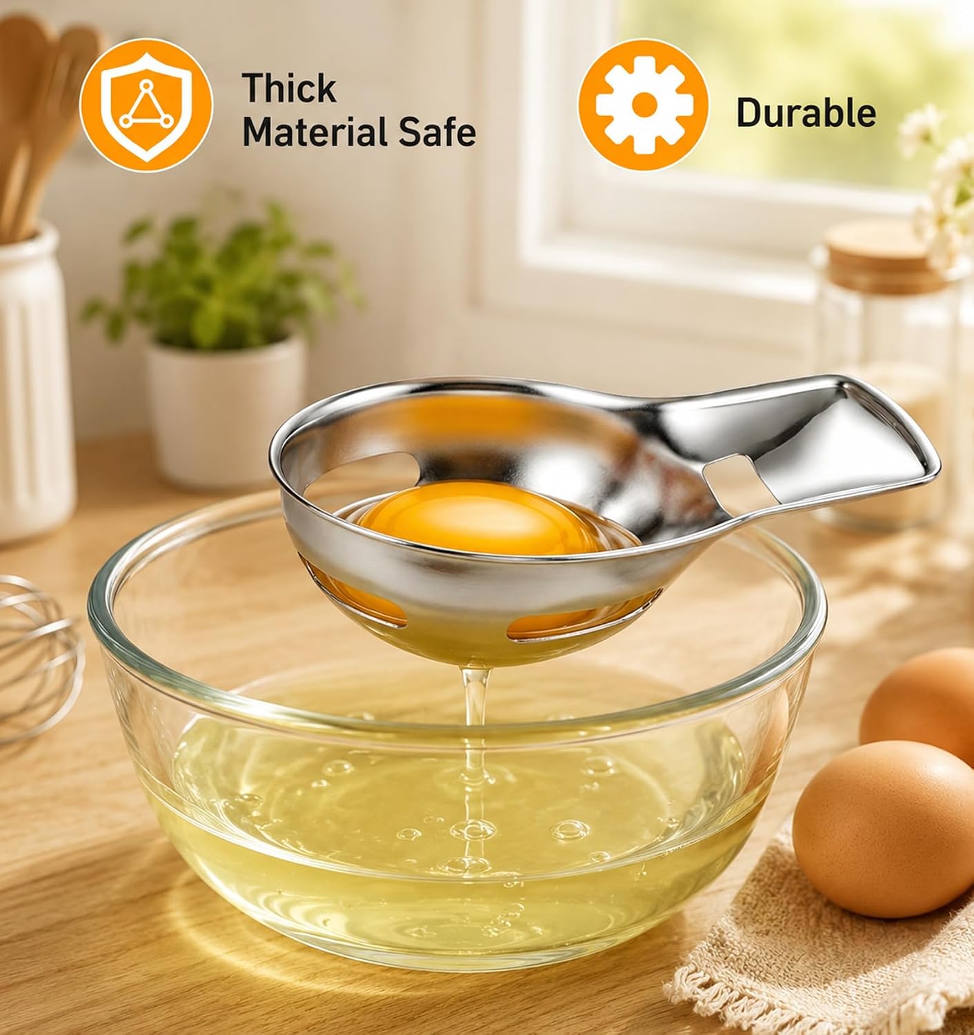 Egg Yolk Separator, Stainless Steel Egg Separator for Raw Eggs Tool