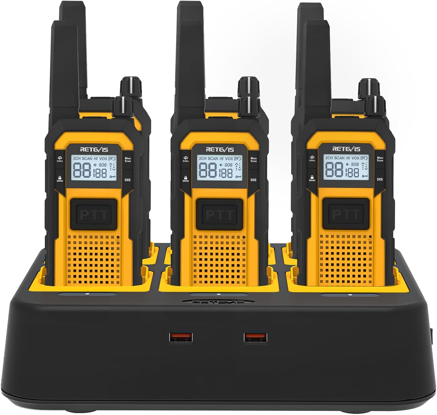 Retevis RB48 Durable Long-Range Walkie Talkies for Jobsites (6 Pack)