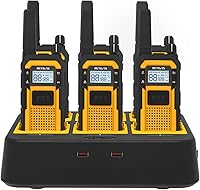 Retevis RB48 Heavy Duty Walkie Talkies, IP67 Waterproof 2-Way Radios Long Range with 6-Way Charger (6 Pack) for Construction