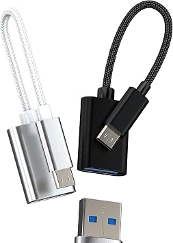 Micro USB to USB Adapter OTG Cable Connector2packMicrousb Male Data Short Mini Android Female Socket Port Extender Computer External Extension Compatible for Samsung S7 Adaptador Keyboard Cord Drive