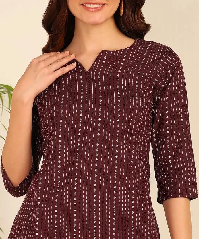 Image of Women's Short Kurti in Multicolor Rayon Cotton Blend | Ladies Ethnic Tunic | Office