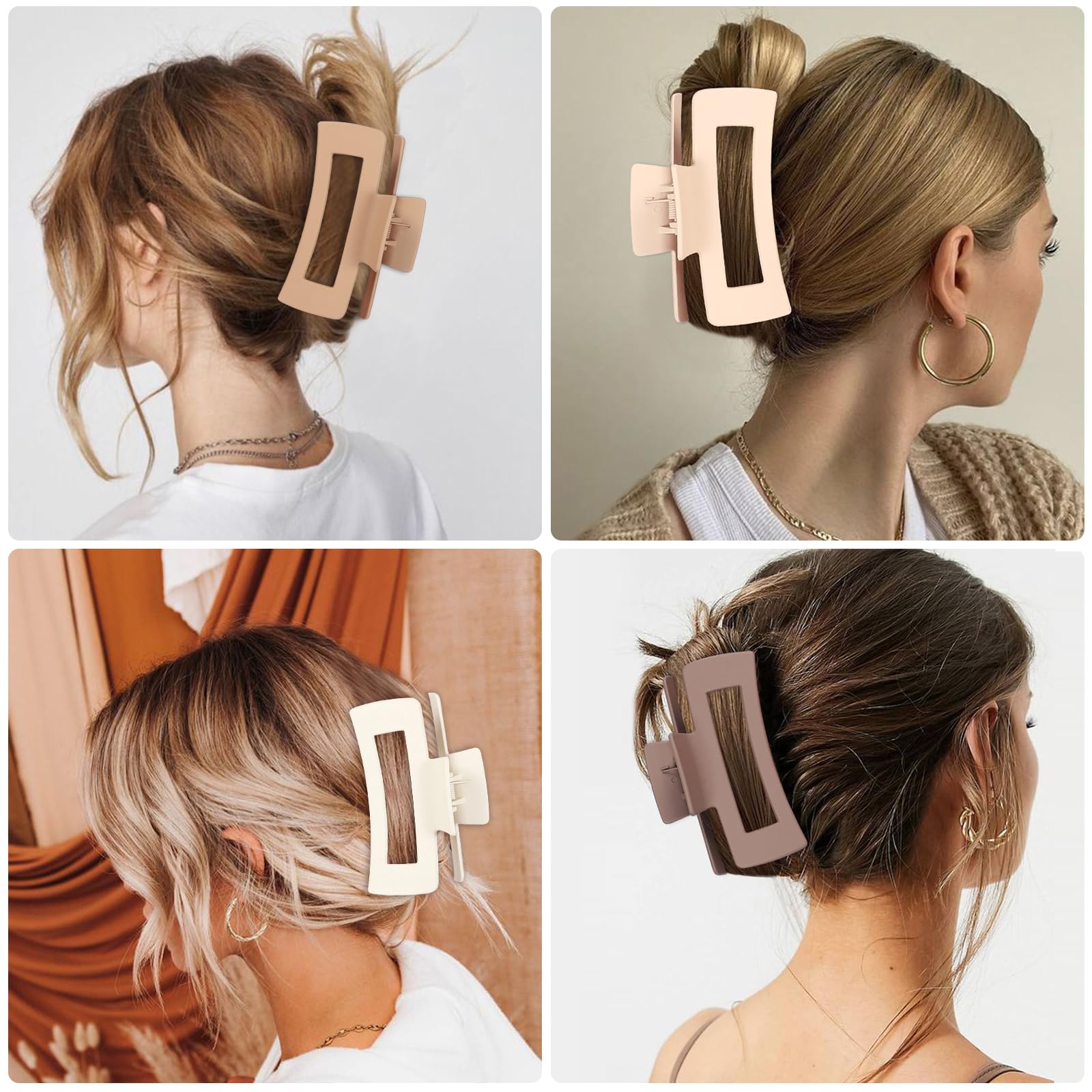 Amazon.com : CHANDAT 4.1 Inch Large Hair Clips 8 Pcs Square  display picture 1