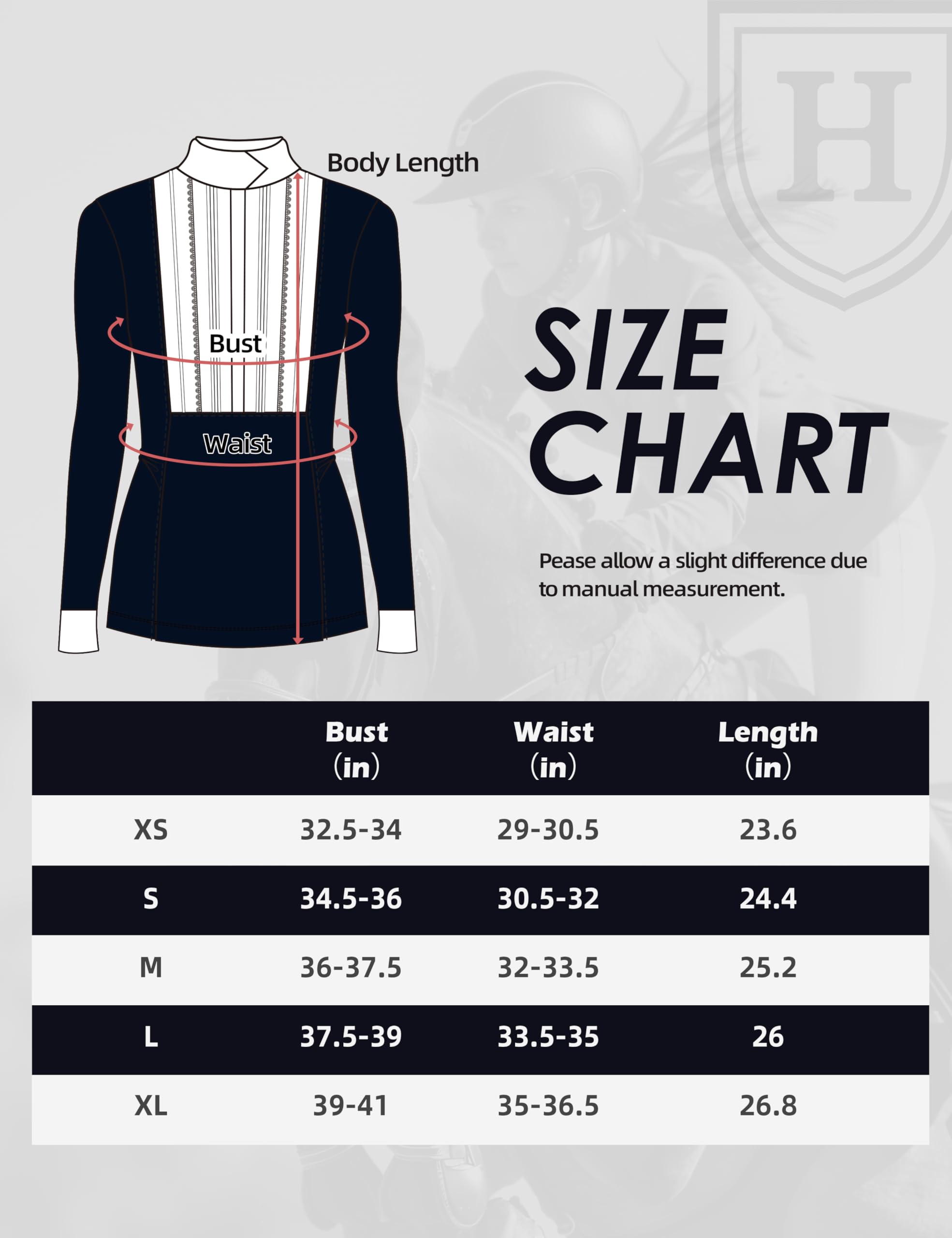 Harrison Howard Camicia a maniche lunghe con bretelle plissettate per equitazione, con bordi in pizzo
