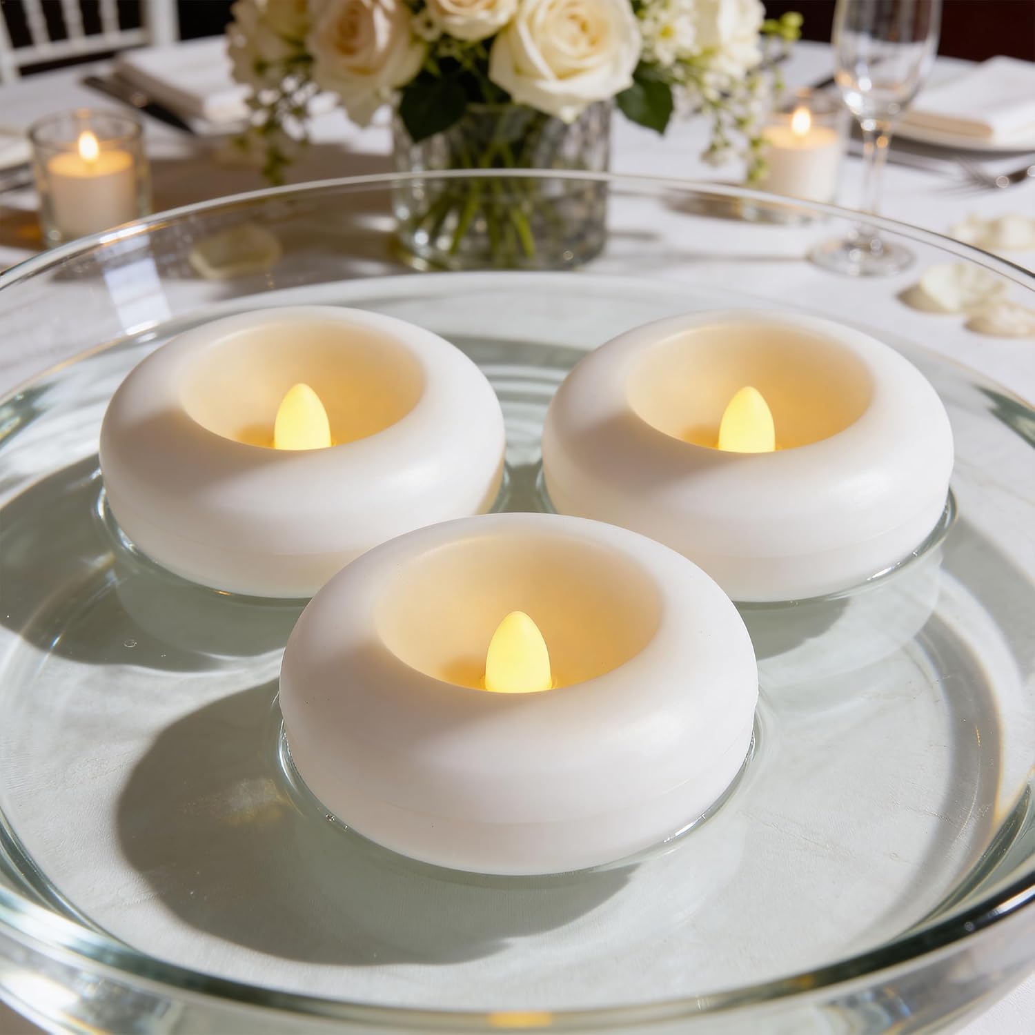 200 Hour LED Floating Candles 2.75", Water Activated Flameless Tealights, Waterproof Battery Operated Fake Candles for Wedding Centerpieces, Cylinder Vases & Pool Decor, Warm White (12PK)