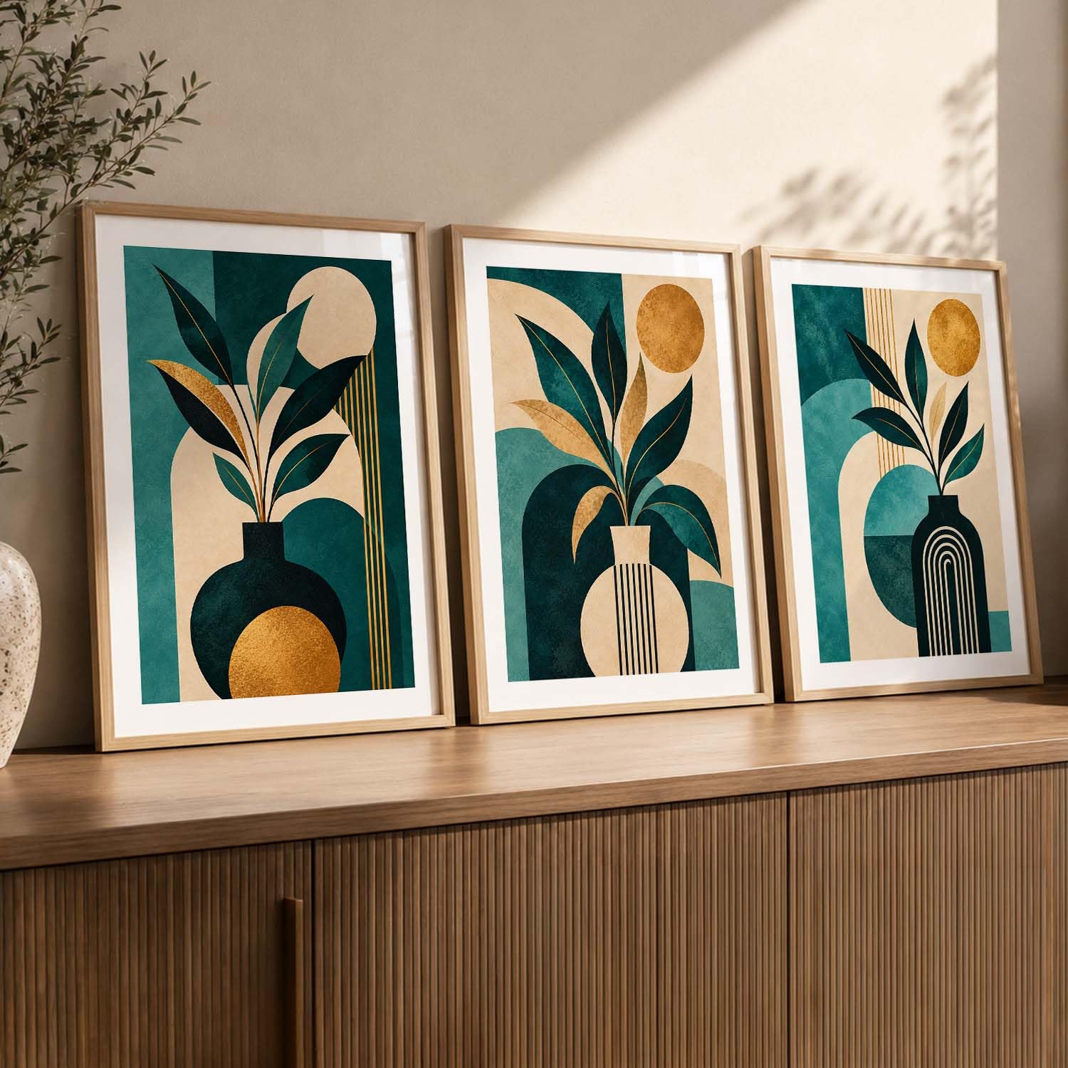 Bohemian Wall Art Set - Floral Prints with Frame -7 Bohemian Wall Art Set - Floral Prints with Frame -7