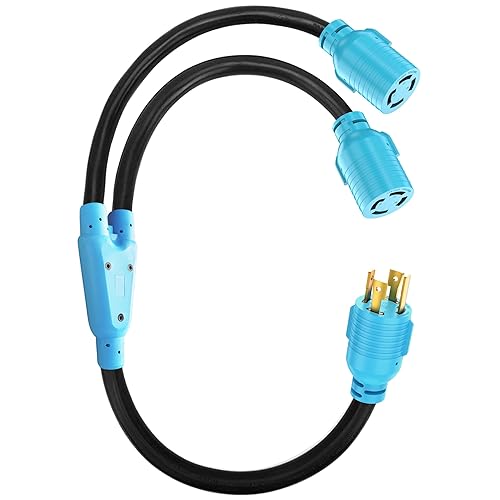 CircleCord Adaptador divisor Y de generador de 4 clavijas y 30 amperios, NEMA L14-30P a 2X L14-30R, 10 AWG SJTW para interruptor de transferencia