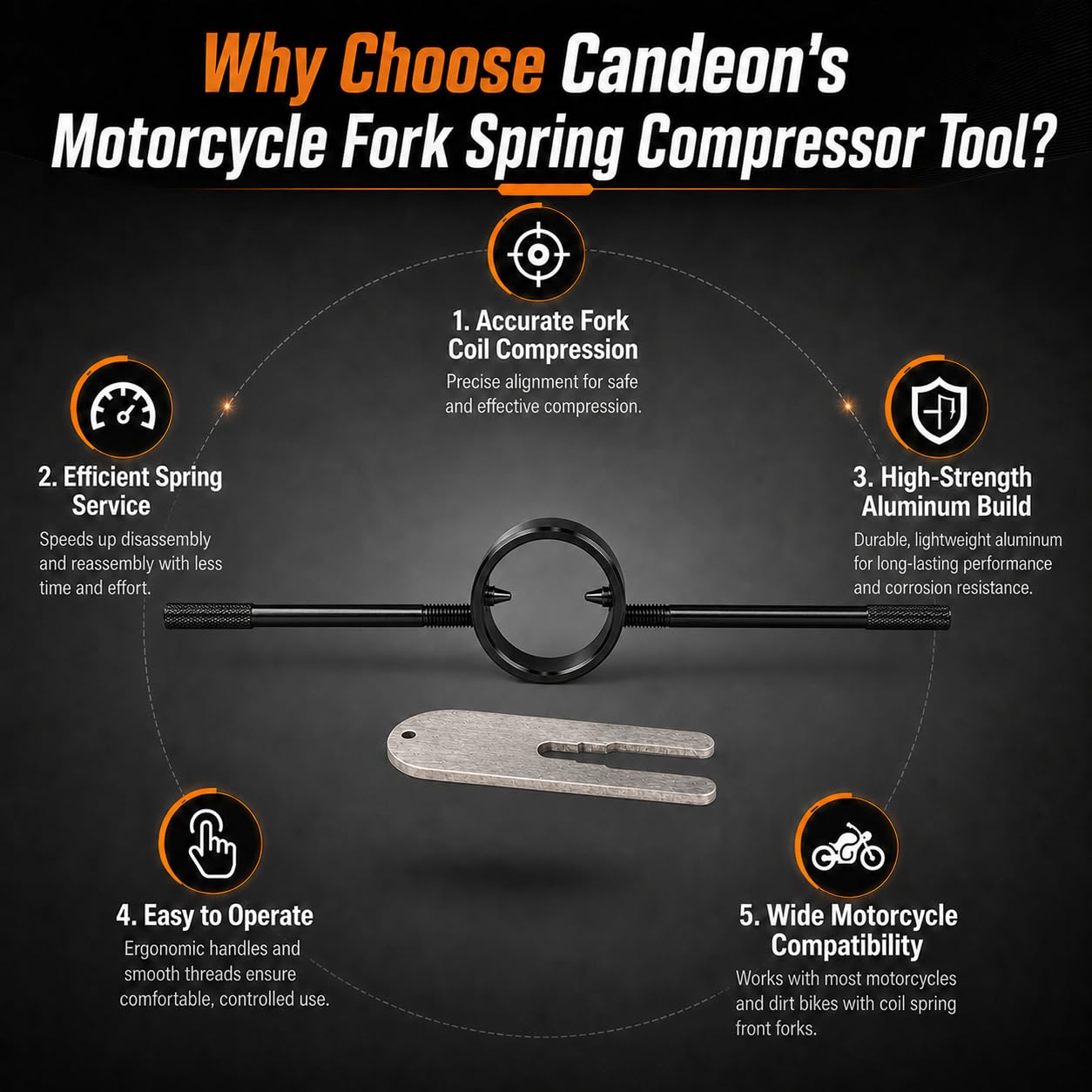 Compressore Molla Forcella per moto, Universale Compressore a Molla per Forcella Strumento Servizio Molla Elicoidale Manutenzione Molle Forcella per Maggior Parte Delle Forcelle Sreetbike Rovesciate