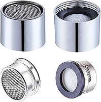 ESPETIO 55/64in Female Thread Chrome Brass Faucet Aerators for Kitchen & Bathroom Sink - 2.2 GPM Water-Saving 4-Pack with Filters & Gaskets