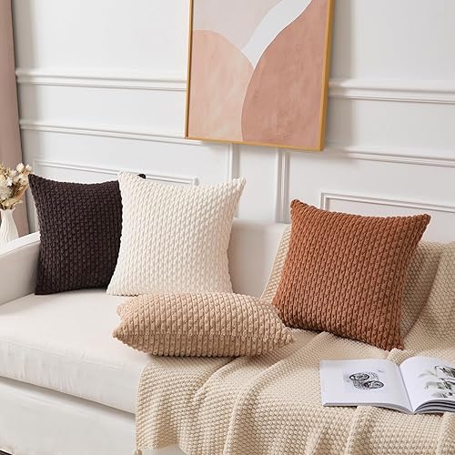 Vista 187 de Kevin Textile - Juego de 2 fundas decorativas para cojines, de pana y con moderno estilo campestre bohemio a rayas para decorar hogar, sofá, cama