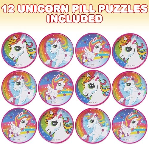 Miniatura 2 de ArtCreativity Rompecabezas de píldoras de unicornio para niños, juego de 12, rompecabezas de bola en varios diseños, ideal como recuerdos de fiesta