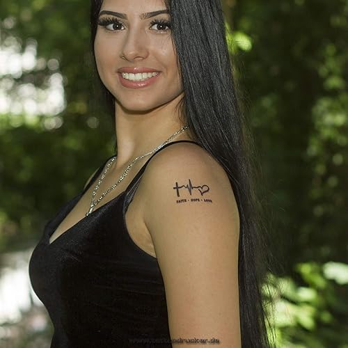 Miniatura 2 de 5 tatuajes de fe + esperanza + amor, símbolo temporal negro de tatuaje de corazón (5)