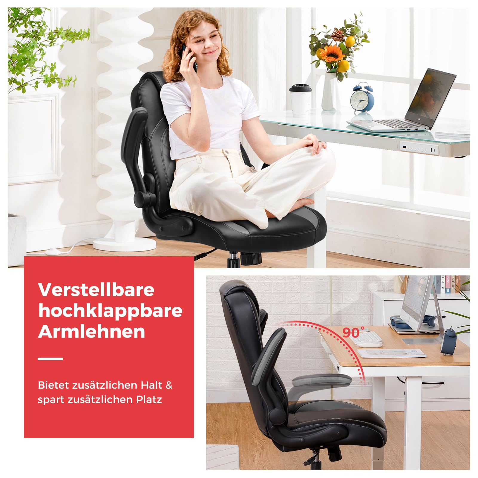 GTPLAYER Gaming Stuhl mit hochklappbarer Armlehne, Video Gaming Stuhl mit Schaukelfunktion, Ergonomischer Computer mit hochdichtem Schwamm und Höhenverstellbar (grau)