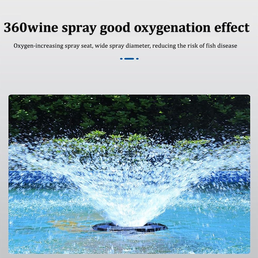 Pływająca fontanna z napowietrzaczem stawu z natryskiem 360° o dużej mocy, silnik energooszczędny i osłona filtra, do utleniania i dekoracji w stawach rybnych i jeziorach