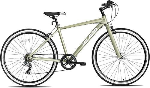 Miniatura 7 de Hiland - Bicicleta híbrida para hombre y mujer, marco de paso o paso a través, ruedas 700C, bicicleta urbana Shimano Drivetrain de 7 velocidades