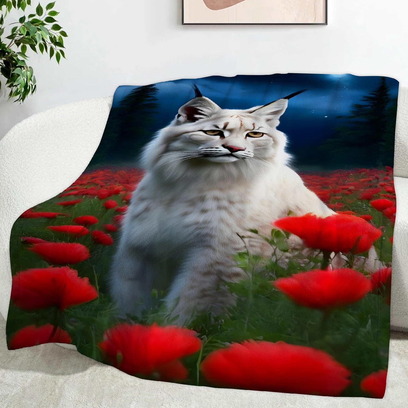 Koc z makiem Koce Sowa Koc Łóżko Pojedyncze Ciepło Miękkie Koce Sofa Puszysty Flanelowy 180 x 200 cm Na Wszystkie Pory Roku