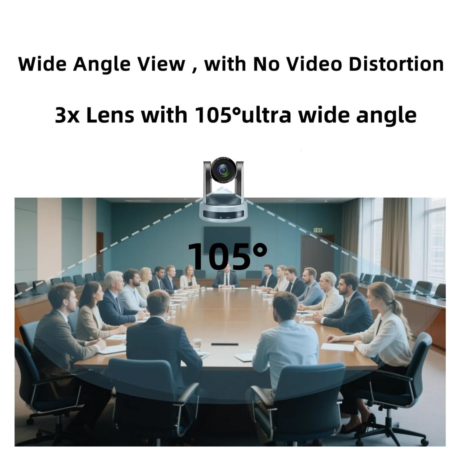 Kamera konferencyjna NDI 4K, transmisja strumieniowa wideo na żywo, USB POE, 3-krotny zoom, szeroki kąt 105°