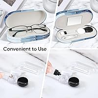 Vista 19 de Fintie Funda para lentes de contacto 2 en 1 y funda para gafas, soporte de viaje portátil de doble cara para lentes con espejo integrado, pinzas