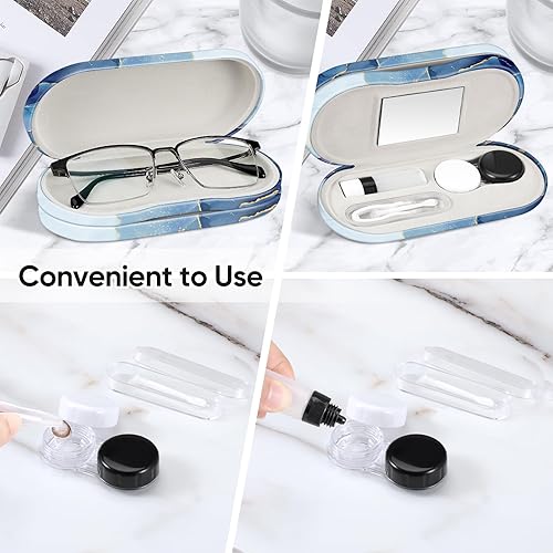 Miniatura 4 de Fintie Funda para lentes de contacto 2 en 1 y funda para gafas, funda de viaje portátil de doble cara para lentes de contacto con espejo integrado,