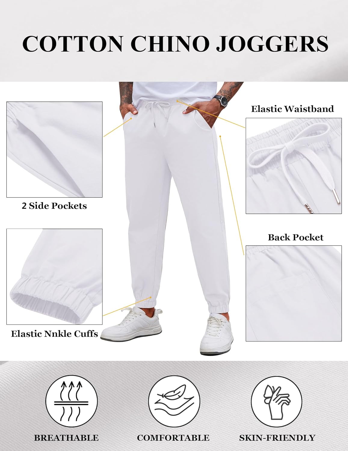 COOFANDY Men's Casual Joggers Pants Cotton Elastic Waist Drawstring Chino Pants Hiking Outdoor Track Sweatpants - Image 5