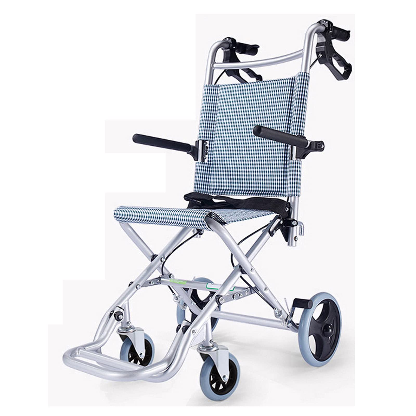 ultraligera Silla de ruedas Transporte plegable para sillas de ruedas Viaje ligero con ruedas Sillón de ruedas con Silla de ruedas Legress para los ancianos 18 "Asiento transpirable de tela de Oxford
