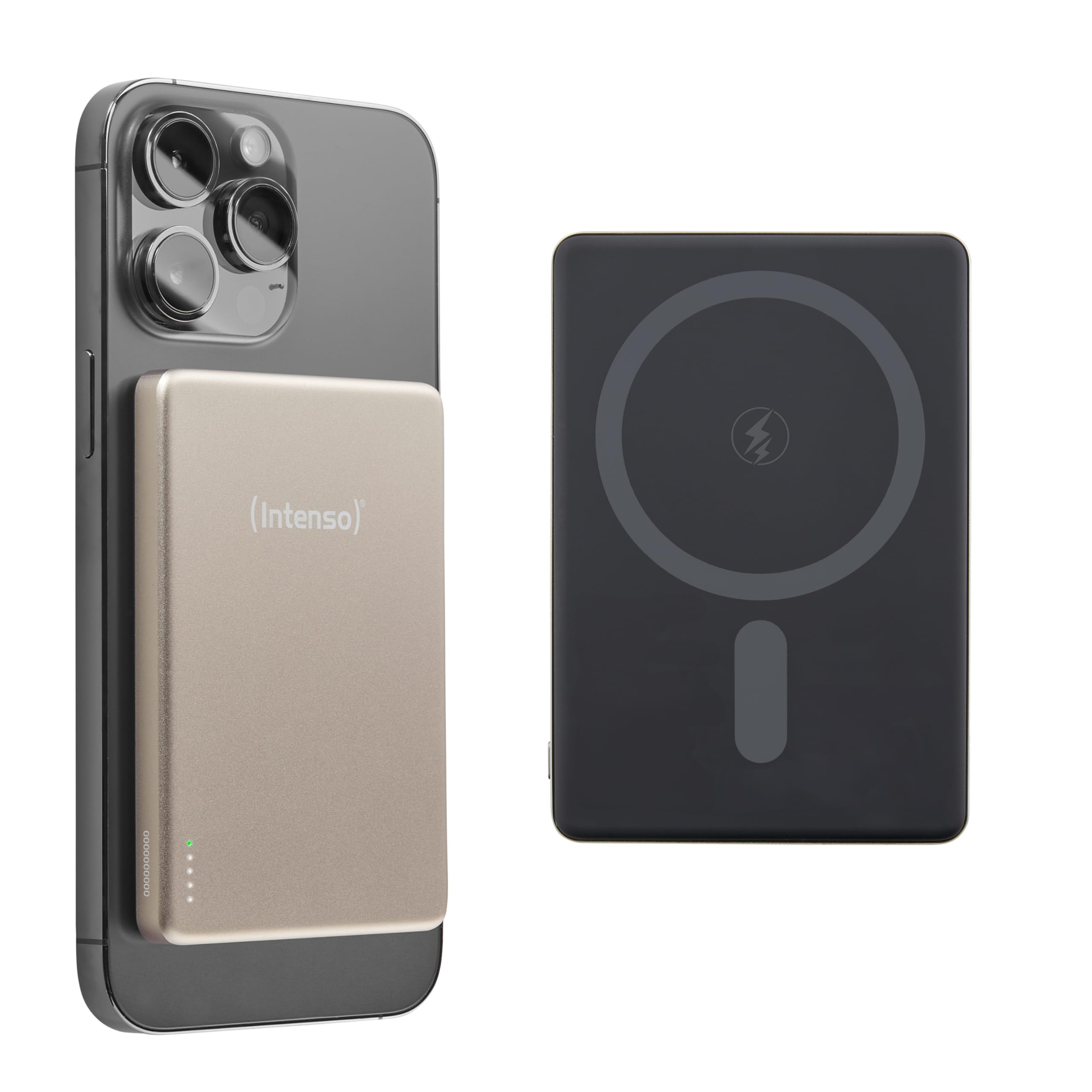 Intenso MW5000 Magnetic Power Bank 5000 mAh - MagSafe Compatible, Wireless Charging 15W, USB-C PD 20W, Flat & Compact - Tested in Germany - Champagne-image-38