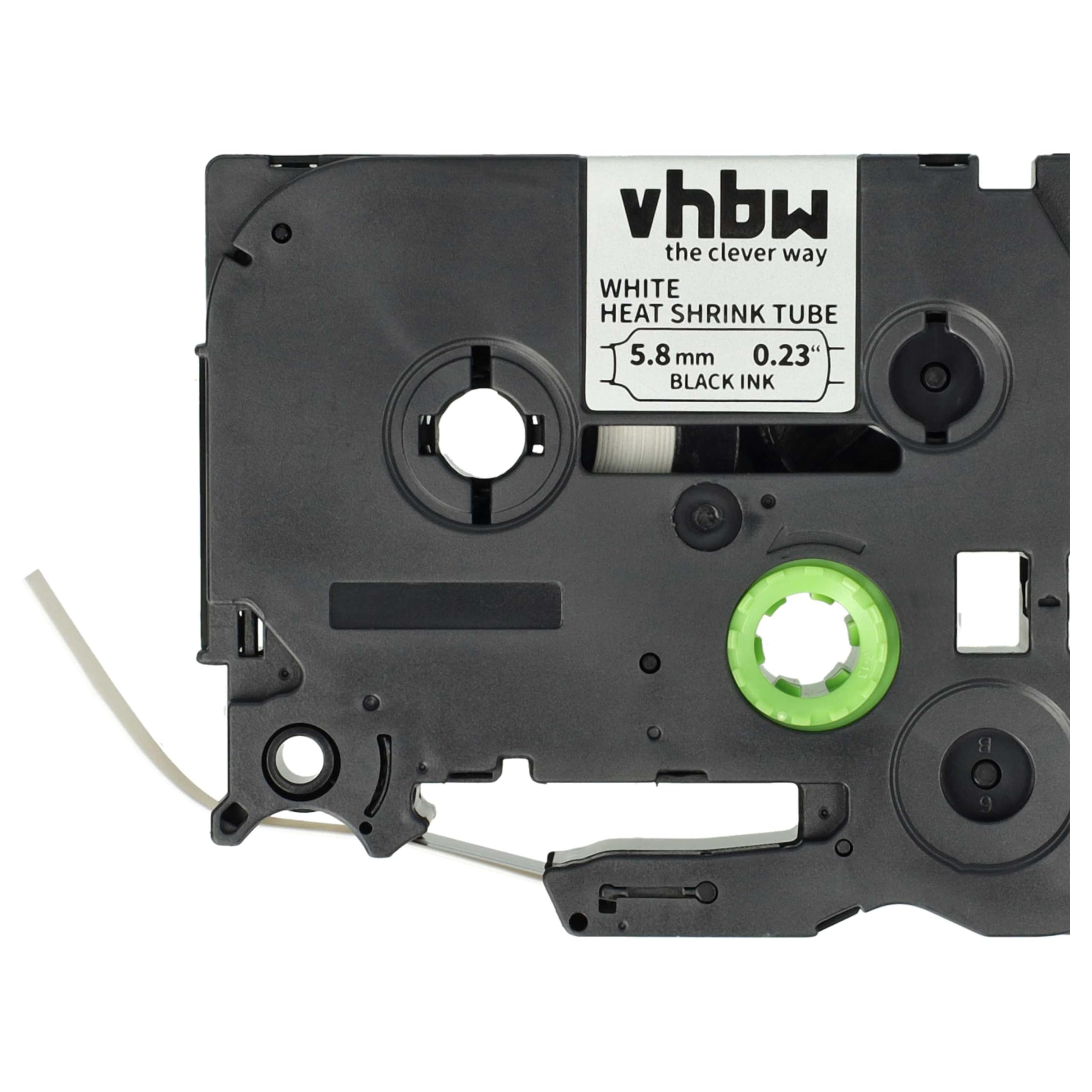 vhbw 5x taśmy kompatybilne z Brother P-Touch PT-P900W drukarka etykiet 1,5 m x 5,8 mm czarno-białe, kaseta z tuleją termokurczliwą